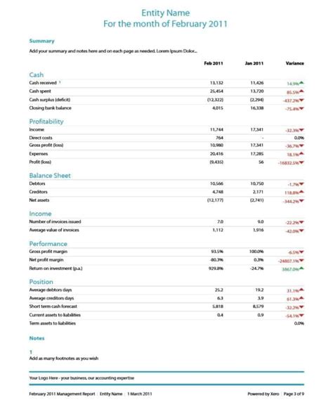 financial report format example